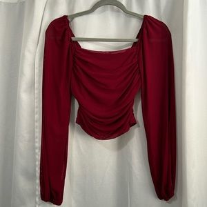 Burgundy long sleeve blouse